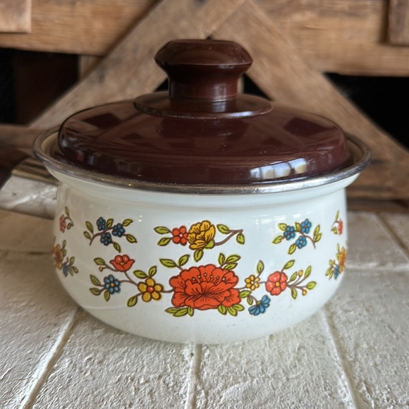 Summer Garden By Excel Vintage 1 Quart Cooking Saucepan with lid - Picture 2 of 7